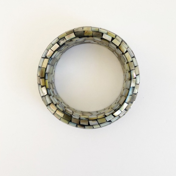 Shell Inlayed Bangle Bracelet - Picture 2 of 3